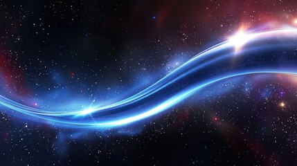 Poster - Abstract cosmic wave flowing through a starry space, creating a sense of movement and depth