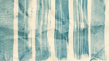 Poster - Abstract watercolor pattern with vertical blue stripes on textured paper background