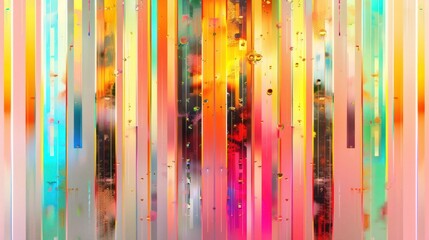 Poster - Abstract colorful pattern with vertical lines, blending hues and shapes, creating a vibrant backdrop
