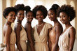 © starblue - group of beautiful black women in elegant dress, together smiling and confident, in friendship
