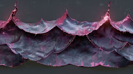 Poster - Abstract pink and black wave pattern on a textured surface, showcasing artistic design elements