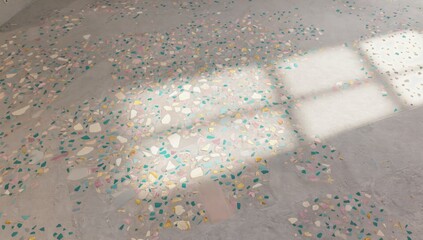 Wall Mural - high-resolution terrazzo floor texture with multicolored chips, modern design aesthetic, photorealis