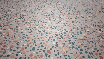 Wall Mural - high-resolution terrazzo floor texture with multicolored chips, modern design aesthetic, photorealis