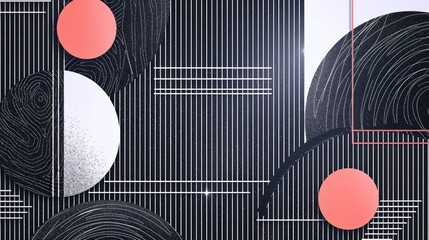Poster - Abstract geometric design featuring circular shapes and linear patterns on a dark background