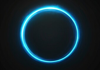 Poster - Blue glowing light effect vector background with moving ring-shaped lines on a black color, isolated on a transparent PNG, 200 pixels square. 