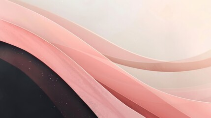 Poster - Abstract flowing waves in soft pink and white tones creating a serene background atmosphere