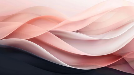 Poster - Abstract flowing waves in soft pastel colors creating a serene and calming atmosphere