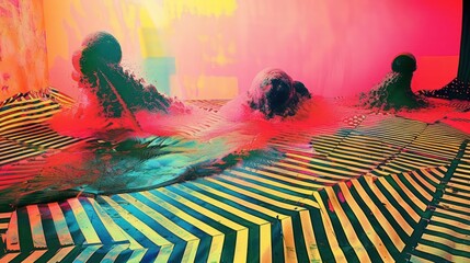 Poster - Surreal colorful landscape with abstract forms and vibrant patterns creating a dreamlike atmosphere