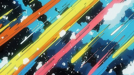 Aufkleber - Vibrant streaks of color burst against a dark background, creating a dynamic cosmic scene
