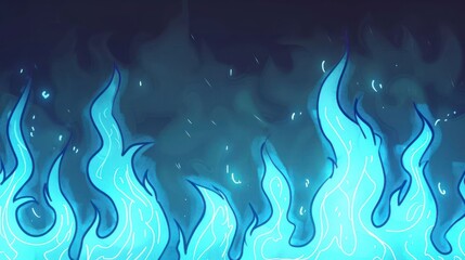 Aufkleber - Vibrant blue flames dancing against a dark background, creating an ethereal atmosphere