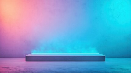 Poster - A modern showcase with vibrant neon lights on a minimalistic background.
