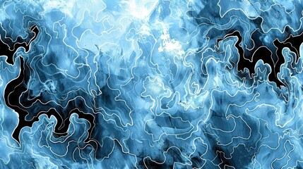 Aufkleber - Abstract blue and black swirling patterns resembling water or smoke in a digital design