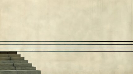 Poster - Minimalist architectural design featuring stairs leading to a smooth wall with lines