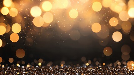 Poster - A stunning backdrop of shimmering golden bokeh lights perfect for festive occasions.