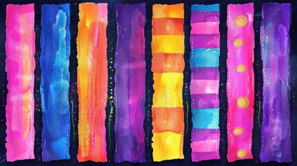Aufkleber - vibrant abstract stripes in vivid colors with a dark background, ideal for creative projects