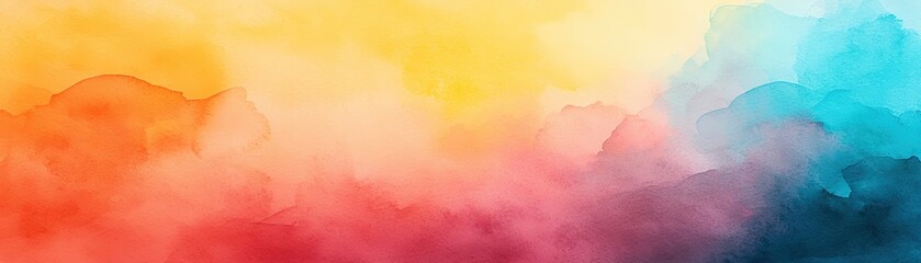 Poster - A vibrant watercolor background blending warm and cool colors for artistic projects.