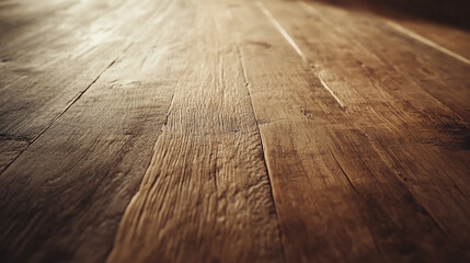Aufkleber - A close-up view of an aged, rustic wooden floor with visible grain patterns and texture, symbolizing warmth, craftsmanship, or a vintage style.