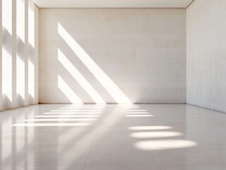 Aufkleber - Minimalist Sunlit Space Sleek Architectural Interior with Geometric Light Patterns - Visionary Office Design and Modern Real Estate Development Showcase