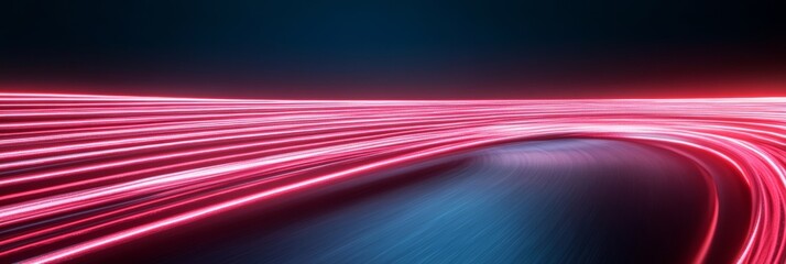 Fototapete - Neon Futurism Dynamic Light Trails on Curved Railway Tracks for Efficient Urban Transit Design - Illuminating Modern Infrastructure and Smart City Mobility Solutions