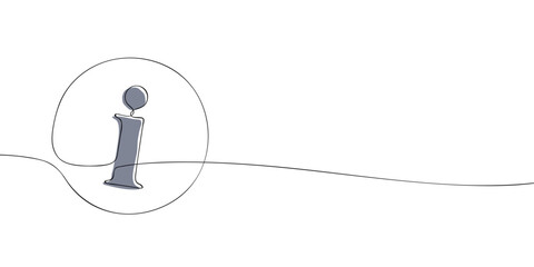 Poster - A single line drawing of an info. Continuous line symbol of information icon in color. One line icon. Vector illustration.