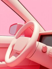 Aufkleber - Minimalist Electric Vehicle Dashboard Sleek Faux Leather Steering and Digital Display - Futuristic Content for Clean Transportation and Sustainable Auto Design