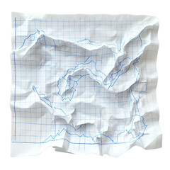 Leinwandbilder - A crumpled piece of graph paper with a simple line drawing is shown against a black background.
