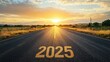 © Thanyaporn - Sunrise Over Open Road Towards Future in Year Twenty Twenty-Five