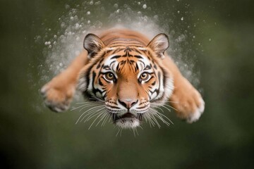 Aufkleber - Dynamic Tiger Motion High-Resolution Wildlife for Nature Conservation Campaigns and Eco-Inspired Home Decor - Captivating Animal Energy in Premium Visuals