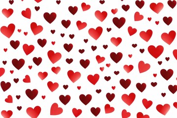 Poster - Red and burgundy hearts creating a seamless pattern on white background, ideal for romantic projects