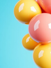 Poster - Futuristic Digital Decor VR Metallic Balloons on Pastel Blue Interface - Sleek Graphic Design for Tech and Digital Marketing Visuals