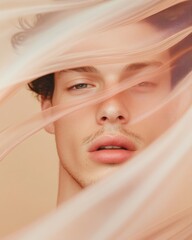 Aufkleber - Ethereal Portrait Art Multiracial Man in Emotional Fluid Blur Textures for Modern Marketing and Creative Industry Content