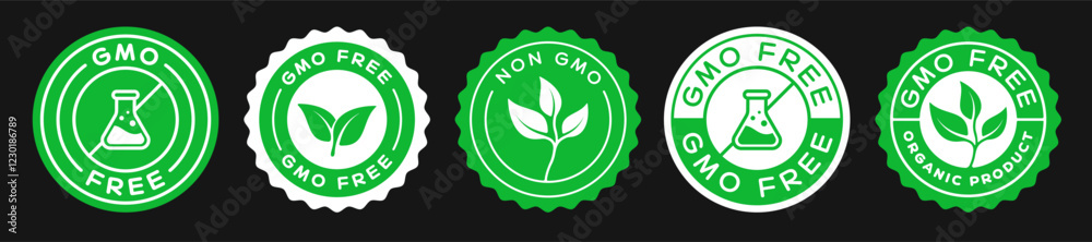 Non Gmo Free Badges Signs Set. Collection Of Eco Bio Labels. Natural ...