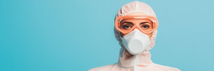 Poster - Minimalist Safety Gear Portrait Medical PPE in Soft Pastels - Essential Health Supplies for Contemporary Clinics and Pandemic Preparedness Marketing