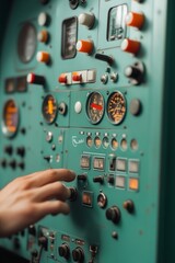 Aufkleber - Retro-Futuristic Spacecraft Control Console Aesthetic Textured Metal and Analog Displays - Enhancing UX/UI Design for Aerospace and Simulation Interfaces