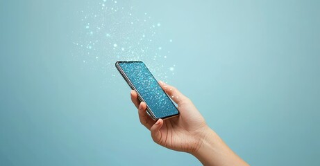 A man engages with a smart phone connected to the global network, symbolizing technology, innovation, and communication.