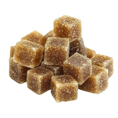 Aufkleber - A close-up image shows a pile of brown sugar cubes, glistening and possibly sugared.