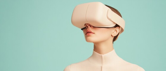 Poster - Pastel Minimalist VR Headset Sleek Tech Accessory for Enhanced Digital Experiences and Innovative Gaming in Virtual Reality - Modern Fashion Meets Functional Design