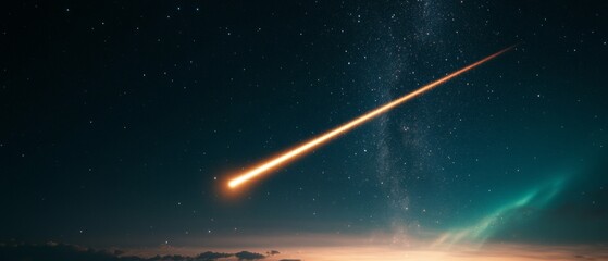 Aufkleber - Celestial Meteor Shower Streak and Aurora Silhouette for Astro Enthusiasts - Modern Cosmic Art and Scientific Visual Content Creation