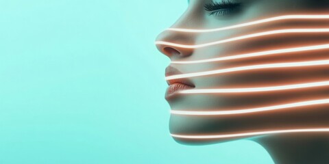 Aufkleber - Futuristic Aesthetic in Tech Labs -Printed Robot with Human Hair Bangs - Innovations in AI Design and Robotics for Modern Laboratories and Digital Marketing