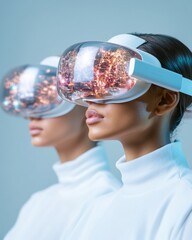 Poster - Futuristic VR Collaboration Diverse Women in Smart Tech Workspace Using Holographic Tools - Innovative Solutions for Global Projects in Business and Education