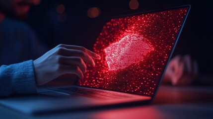 Poster - Futuristic Cybersecurity Workspace Holographic Interface with Real-Time Security Metrics in Indian Tech Startup - Enhancing Digital Collaboration and Innovative Data Protection