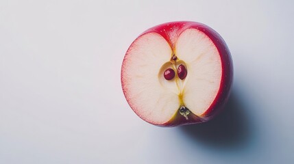 Wall Mural - Freshly Cut Red Apple on White Background with Heart-Shaped Core