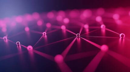 Poster - Neon Node Network Visualization Futuristic Blockchain on Reflective Surface for Business Tech Strategies and Digital Marketing Innovation