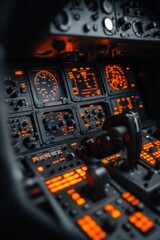 Aufkleber - Futuristic Spacecraft Cockpit UI Illuminated Control Console with Tactile Interface for Aerospace Operations - Enhancing Avionics User Experience and Training Simulations
