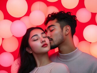 Aufkleber - LED Sensory Fusion Indian Couple in Radiant Light Orbs - Immersive Experience and Digital Interaction for Public Events and Dynamic Marketing Engagement