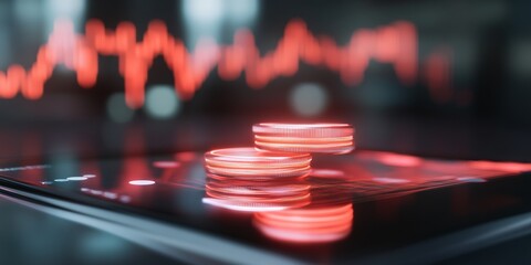 Aufkleber - Futuristic Digital Finance Sleek Tablets and Smart Contract Ledgers on Glass - Tech-Driven Solutions for Fintech and Blockchain Innovation