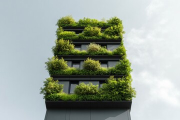 Poster - Urban Greenscape Living Vibrant Vertical Gardens with Climbing Plants on Modern Indian Facade - Eco-Friendly Architecture and Sustainable Urban Design