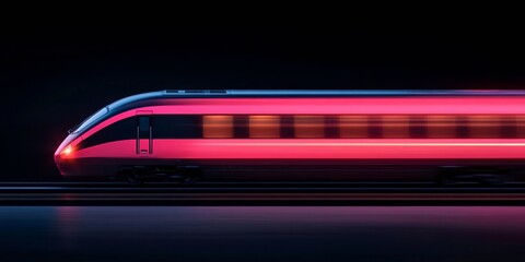 Fototapete - Sleek High-Speed Train Visual Neon Motion on Metal Tracks - Futuristic Rail Systems and Urban Transport Solutions for Modern Infrastructure Efficiency