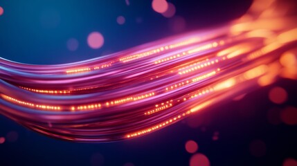Poster - Neon Futurism Interwoven Fiber Optic Cables with Digital Glow - Cutting-Edge Network Solutions for Modern Data Centers and Enhanced Connectivity in Tech-Driven Industries