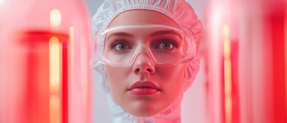 Aufkleber - Minimalist Bio-Discovery Streamlined Lab Gear with Transparent Goggles in Clinical Science Environment - Innovative Health Content for Biomedical Marketing